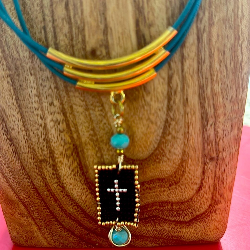 Beaded cross necklace